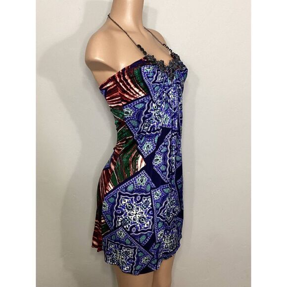 New. SKY silk halter mini dress with bling embellishment. Retails $269 - Picture 3 of 9